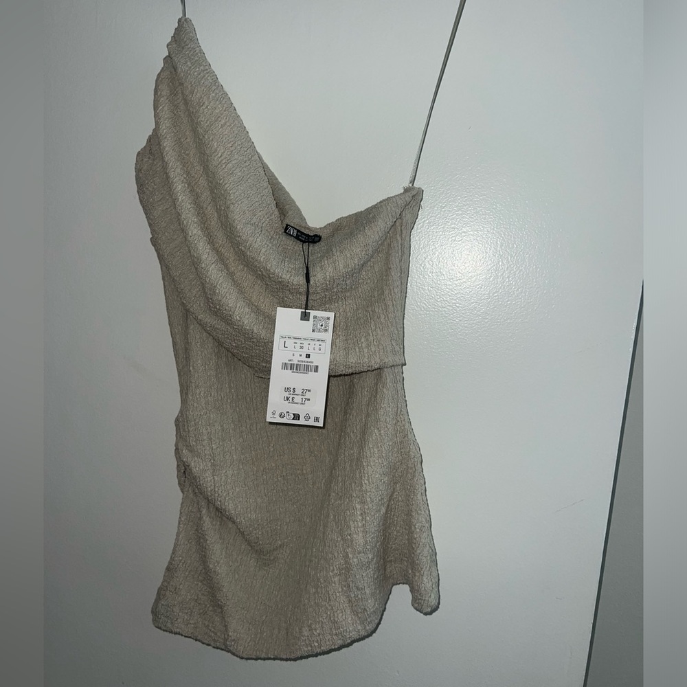 Zara Elegant Beige Draped Top